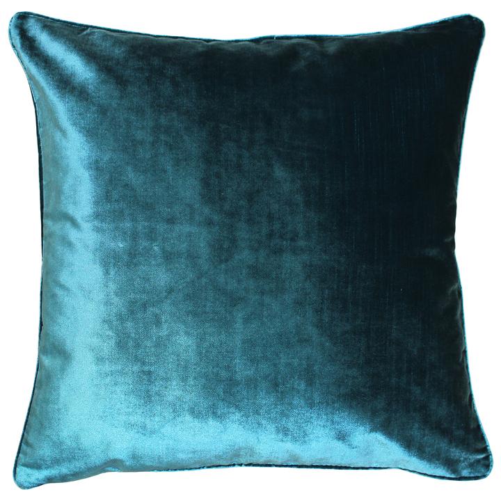 Luxe Velvet Piped Cushion - Teal