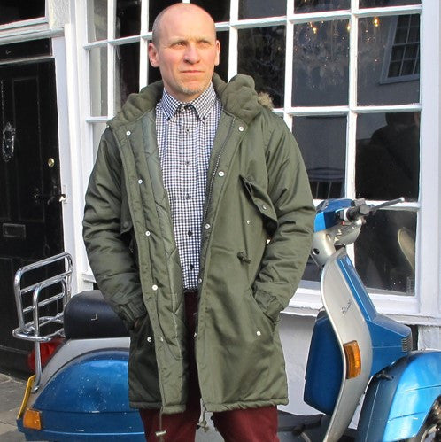 Mens Olive Green Fishtail Parka Coat