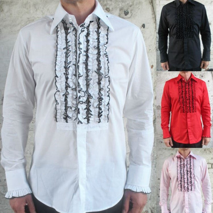 Vintage Style Ruffle Dinner Shirt - 4 Colours