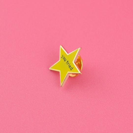 Enamel Pin Badge - You Tried Gold Star