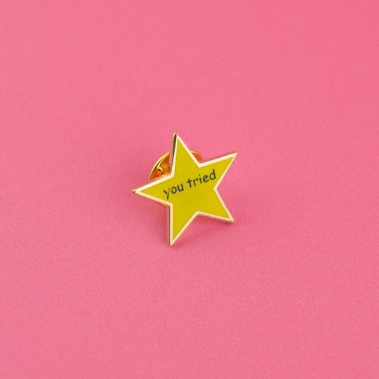 Enamel Pin Badge - You Tried Gold Star