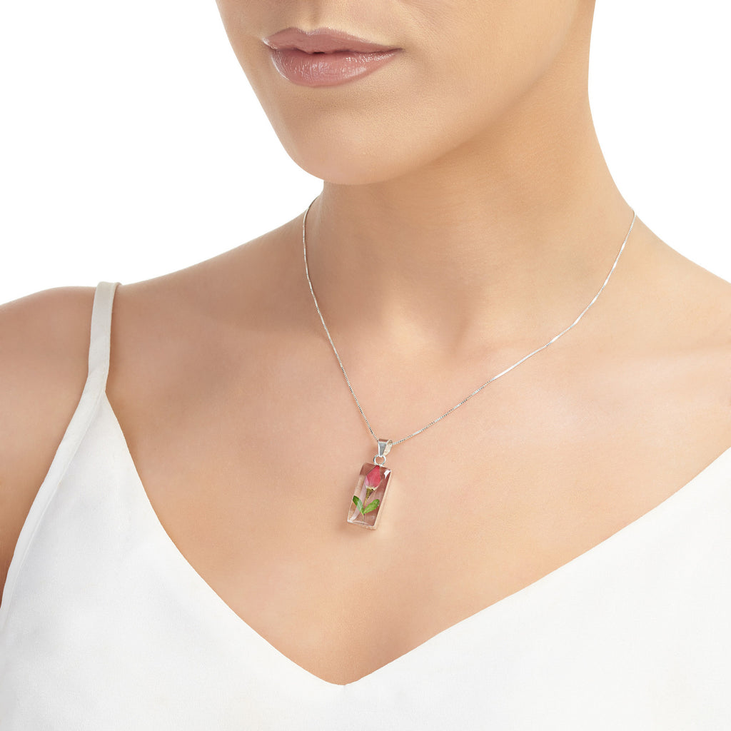 Real Rose Necklace - Rectangle