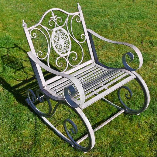 Metal Garden Rocking Chair - Antique Grey