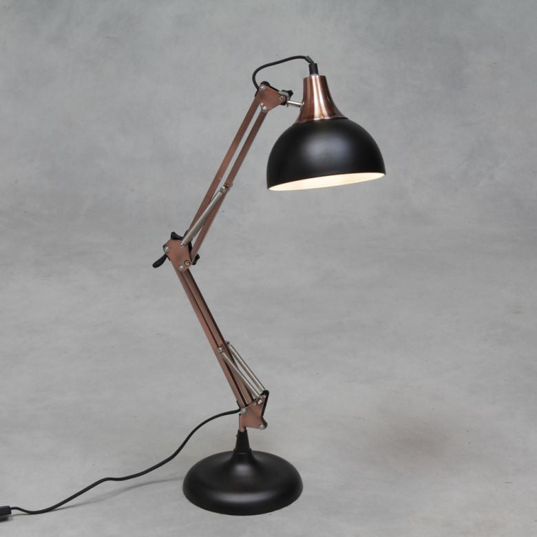 Matt Black & Vintage Copper Desk Arm Lamp