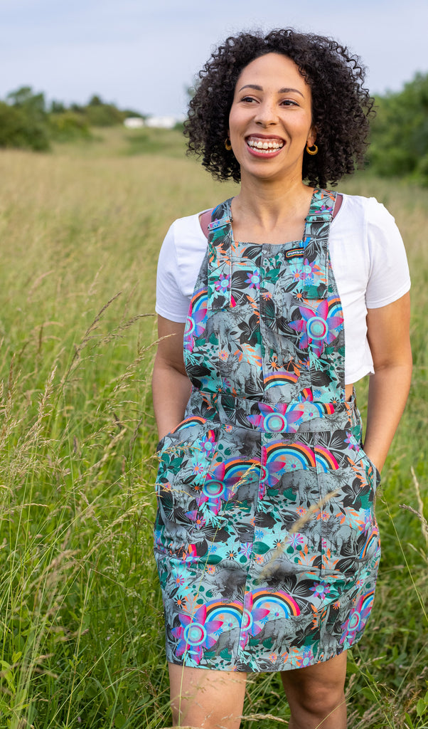 Jurassic Dinosaur Twill Pinafore Dress