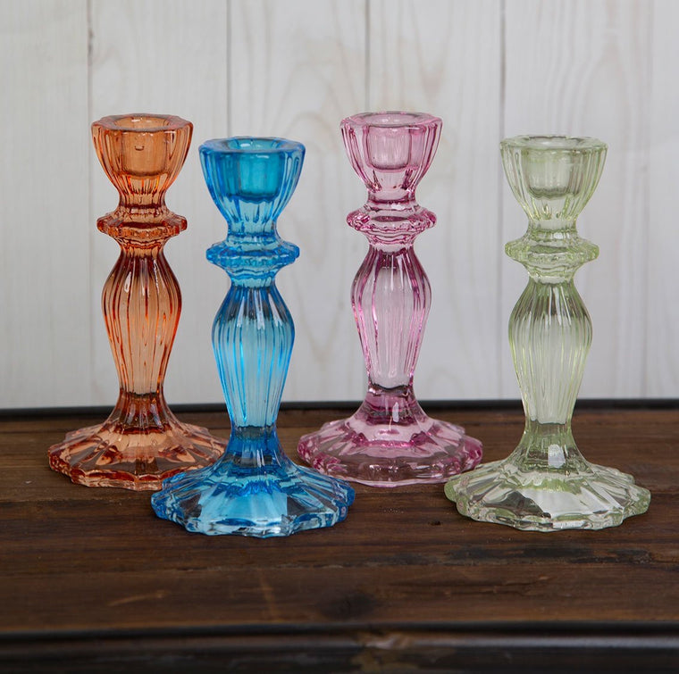 Coloured Glass Candle Holder