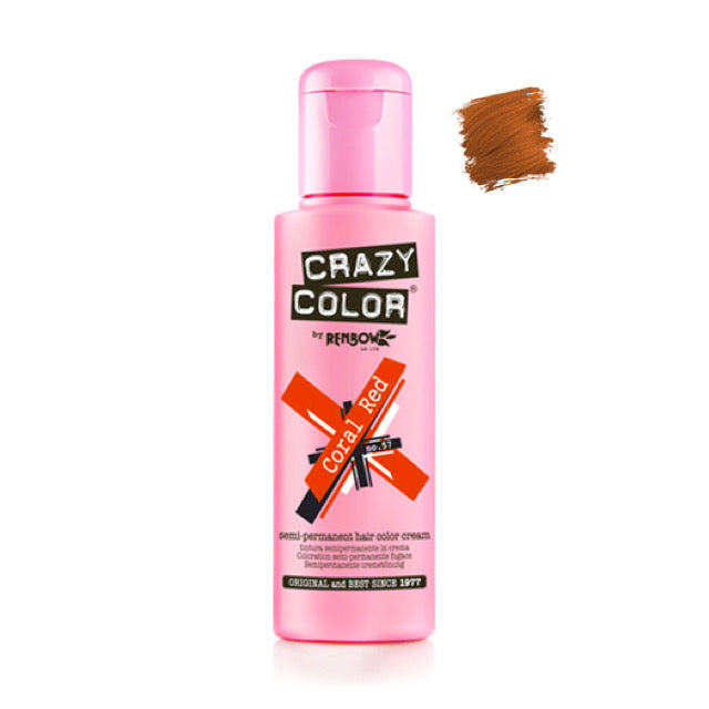 Crazy Color Semi-Permanent Hair Colour - Coral Red