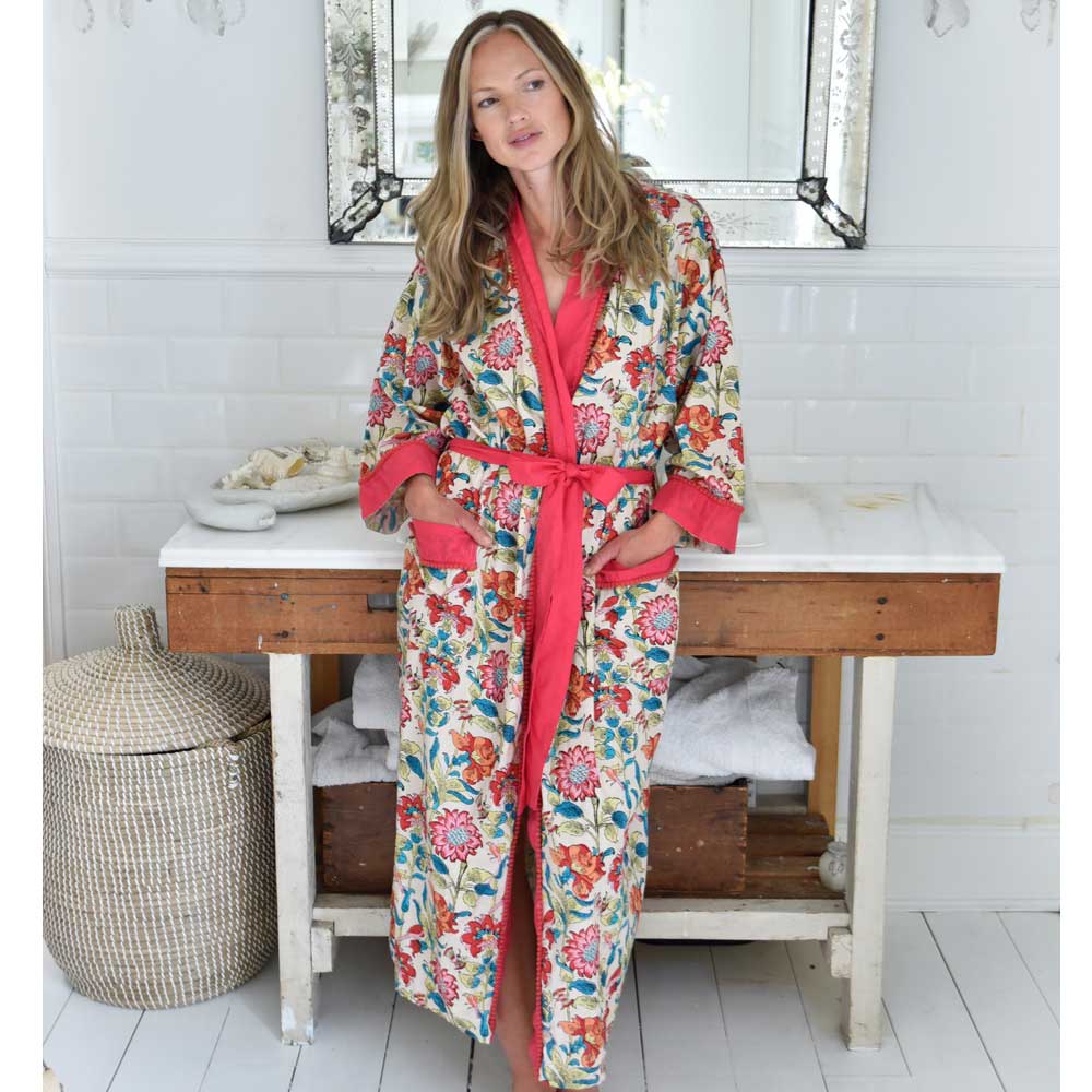 Cotton Bright Floral Dressing Gown