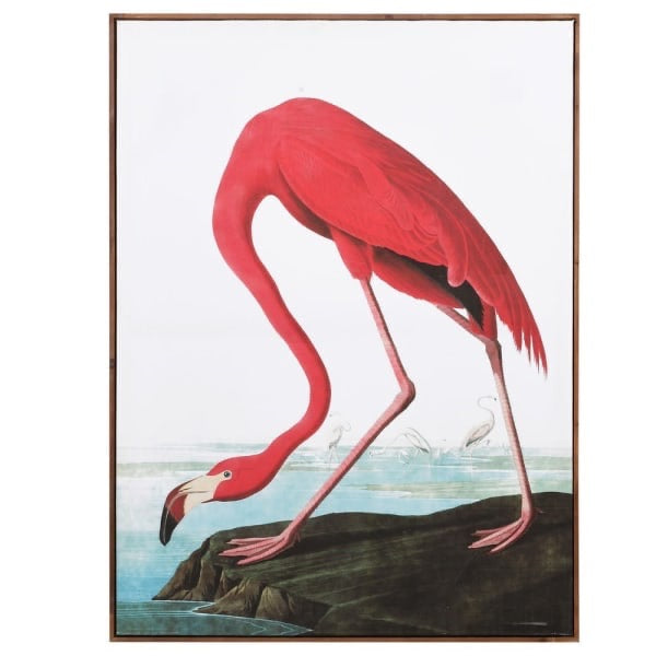 Large Pink Flamingo Canvas Picture Art Print