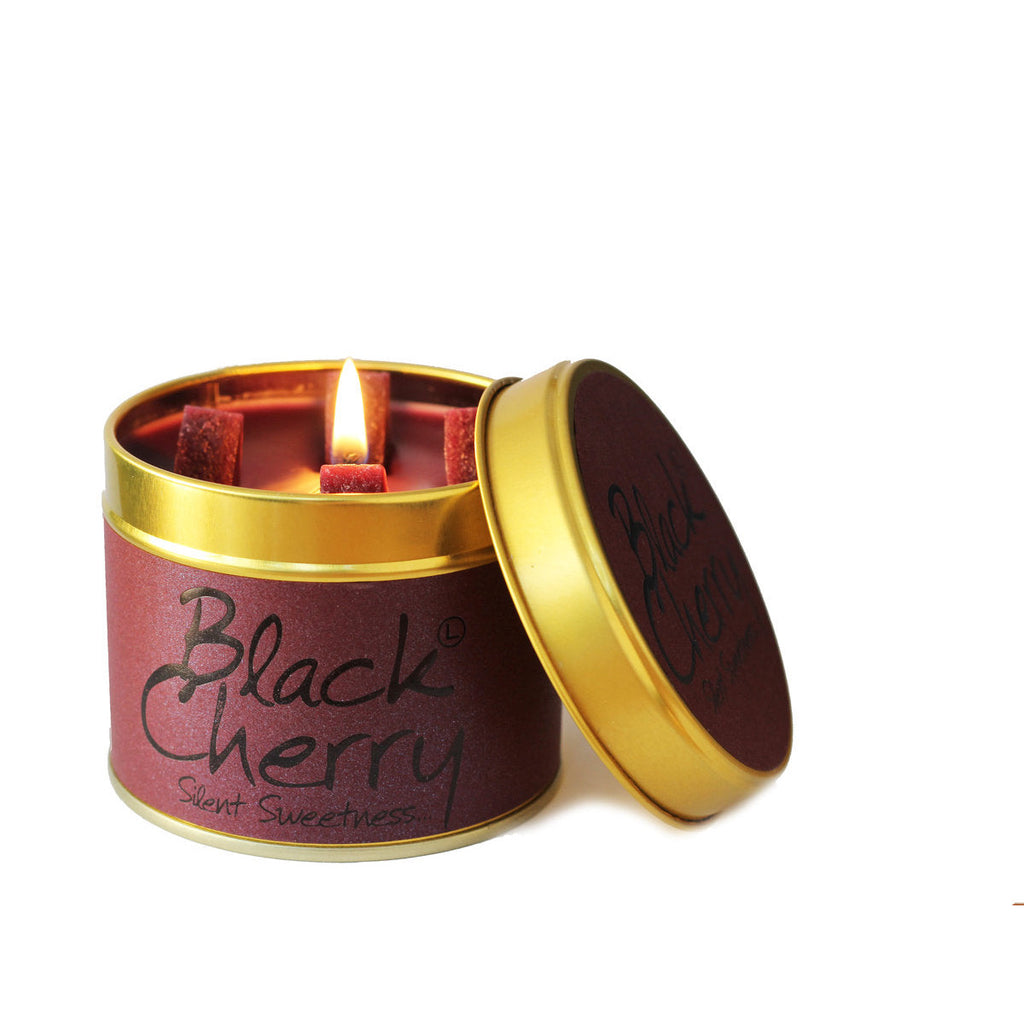 Lily-Flame Scented Tin Candle - Black Cherry