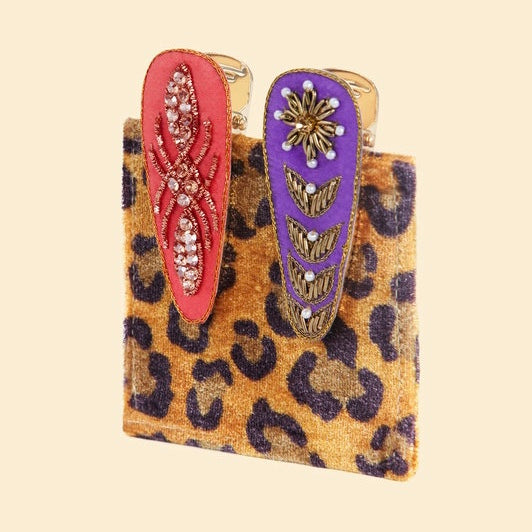 Jewelled Hair Clips (Set of 2) - Flower and Deco Tile