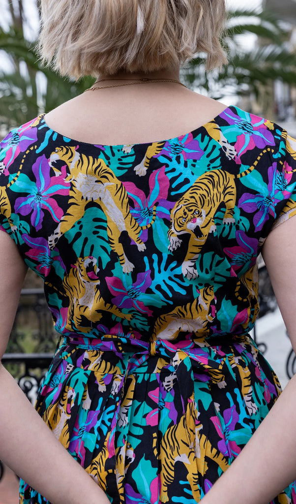 Black Tiger Lily Tea Dress