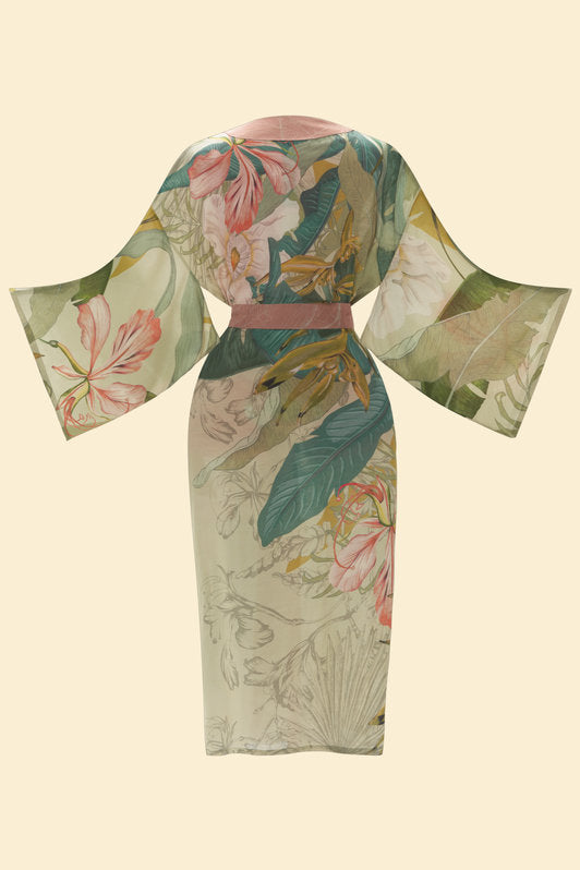 Delicate Tropics Kimono Gown - Sage