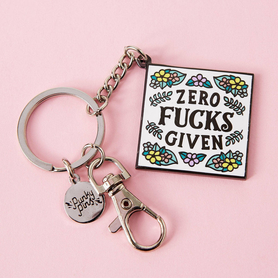 Punky Pins Enamel Keyring - Zero Fucks Given