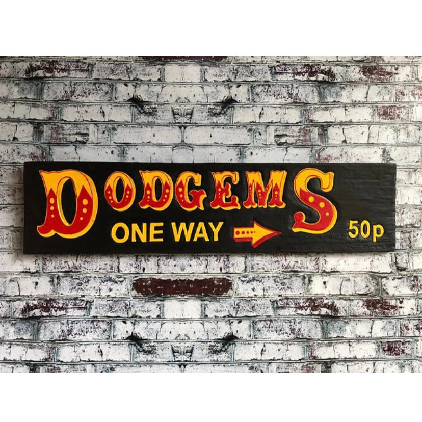 Wooden Dodgems Sign