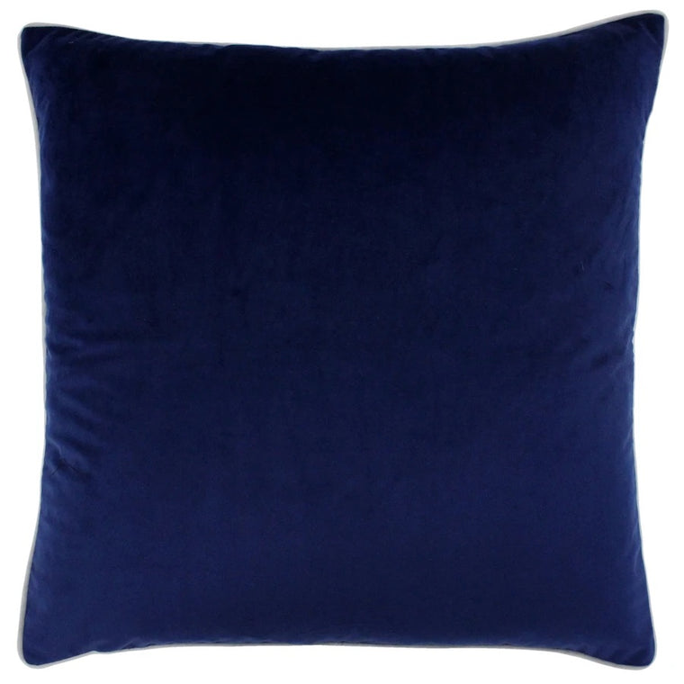 Meridian Velvet Cushion - Navy & Silver