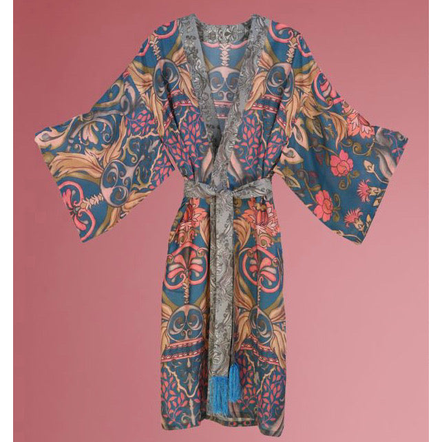 Decorative Damask Kimono Gown