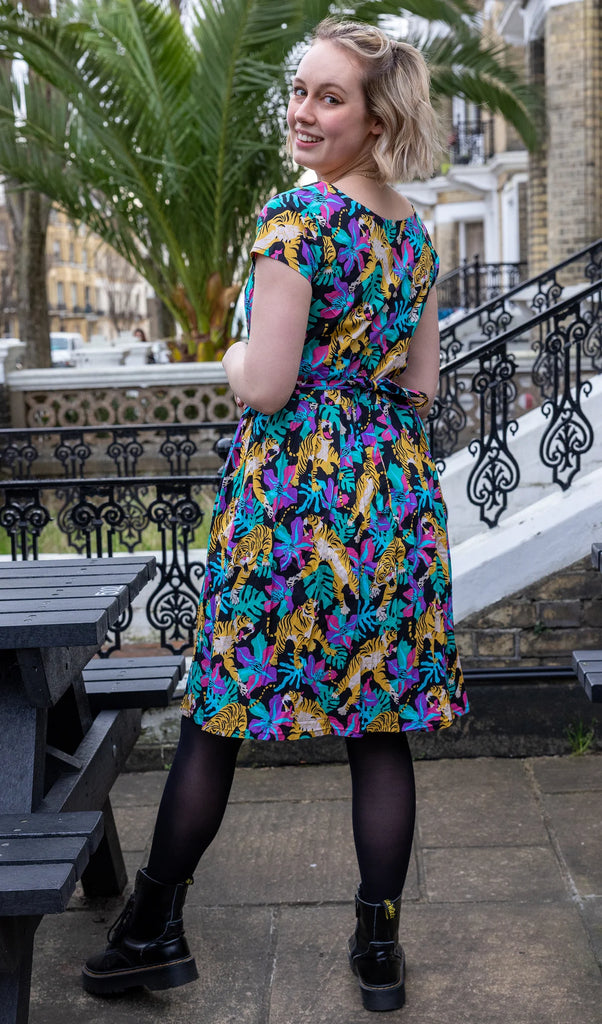 Black Tiger Lily Tea Dress