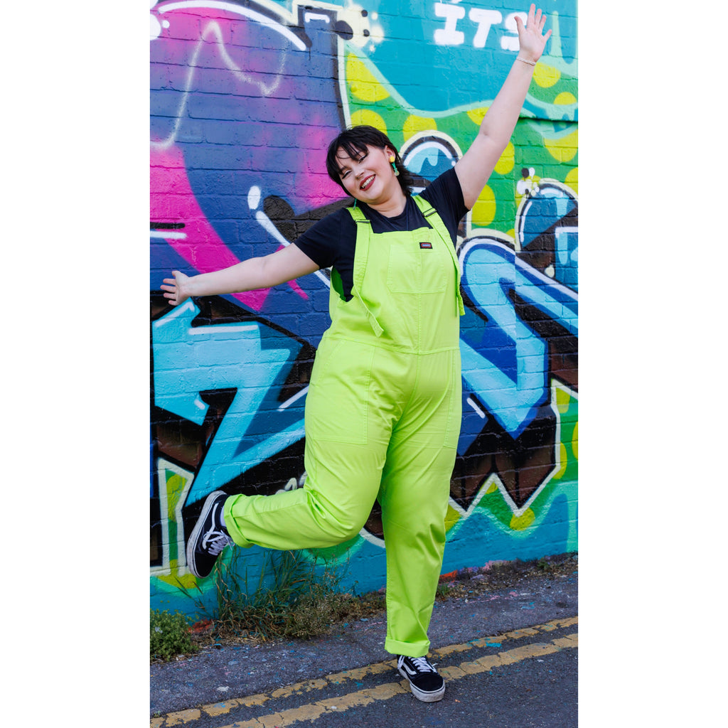 Lightweight Stretch Twill Dungarees - Lime Punch