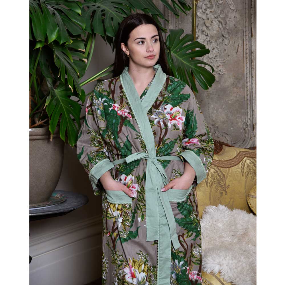 Cotton Stargazer Lily Dressing Gown