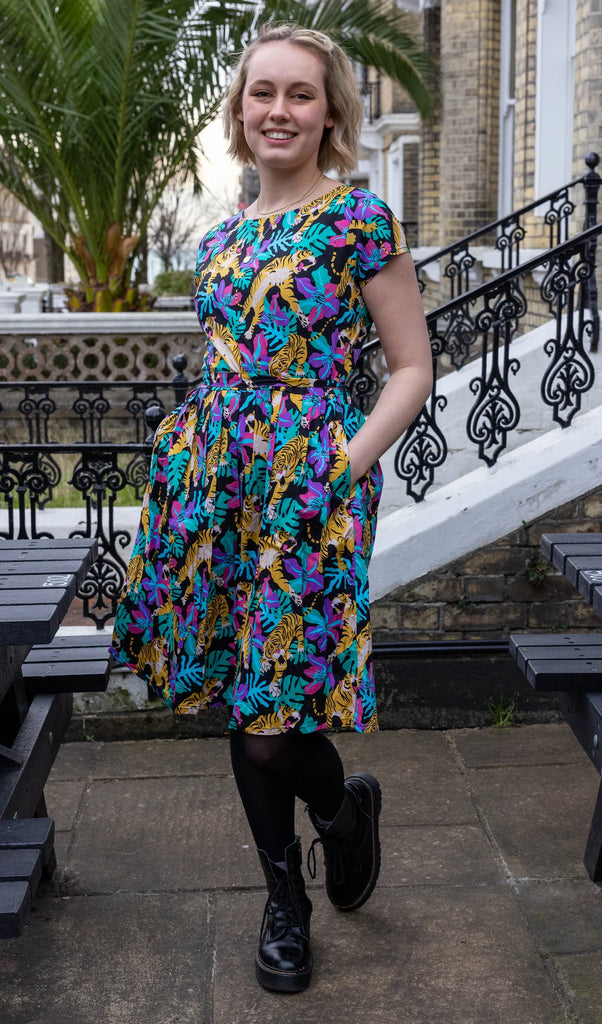 Black Tiger Lily Tea Dress