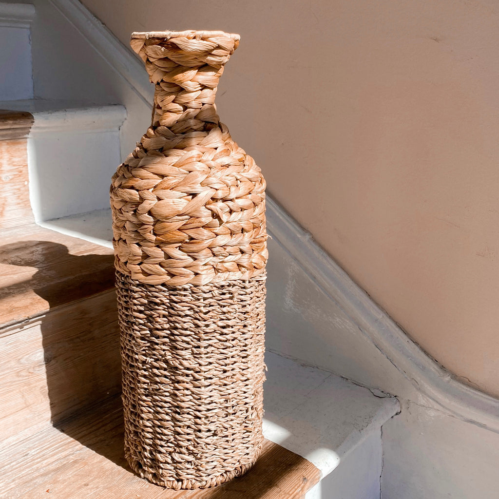 Double Texture Woven Grass Basket Vase