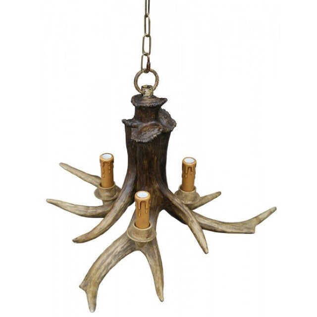 3 Arm Resin Stag Antler Chandelier