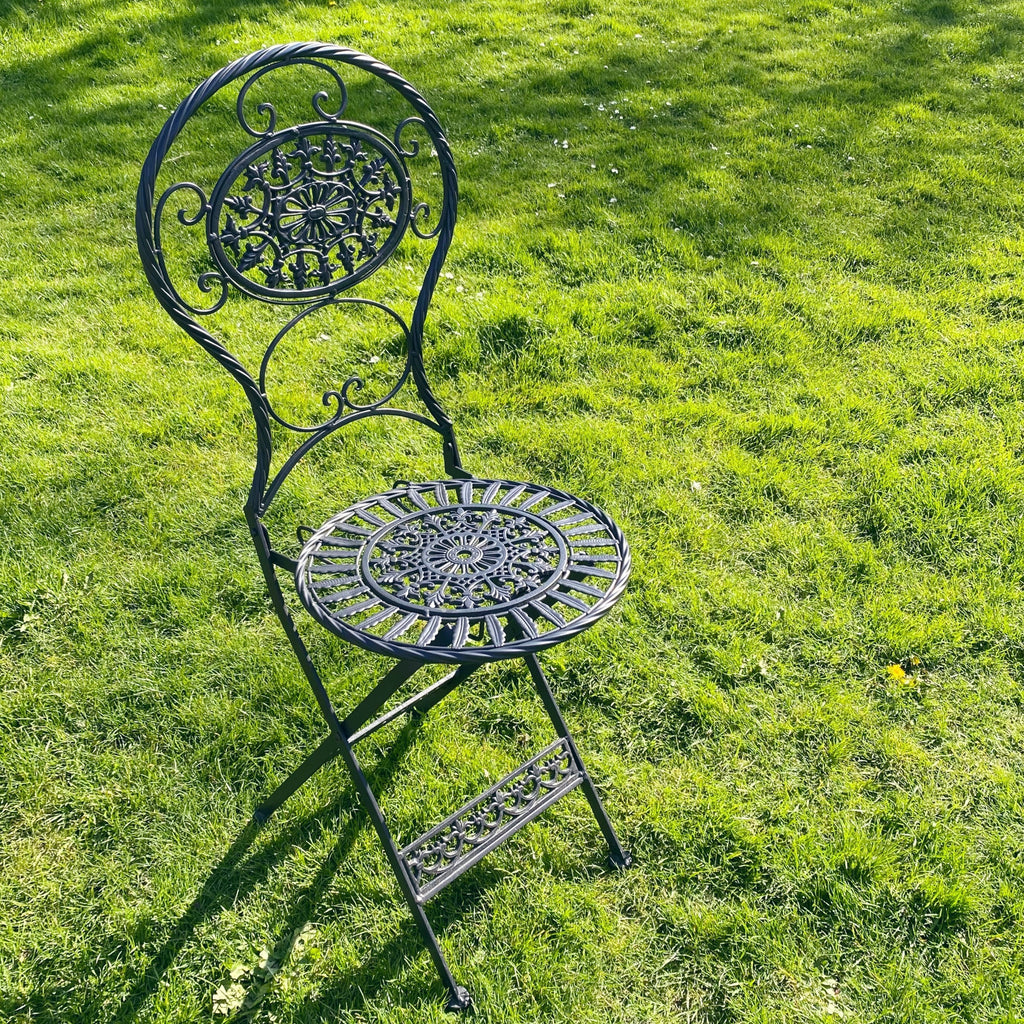 Garden Table & 2 Chairs Set - Oval Black