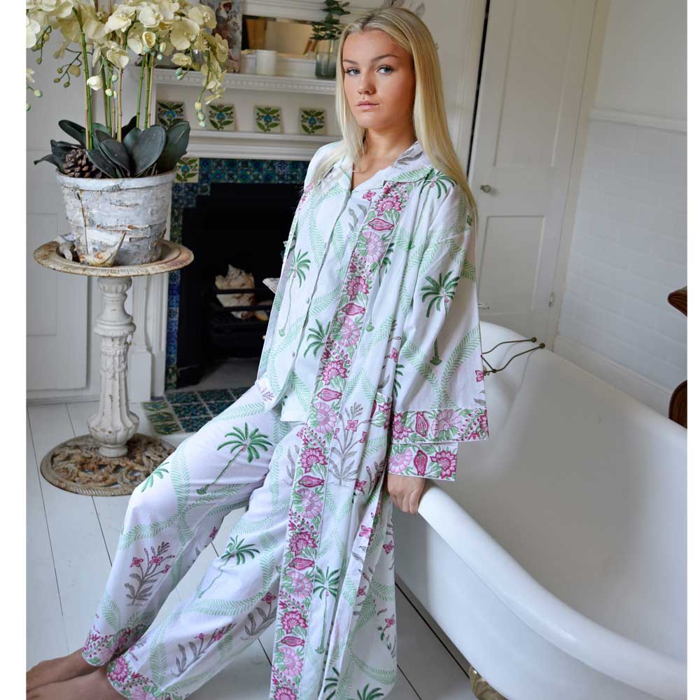 Cornflower Linen Dressing Gown - New - Emma Willis