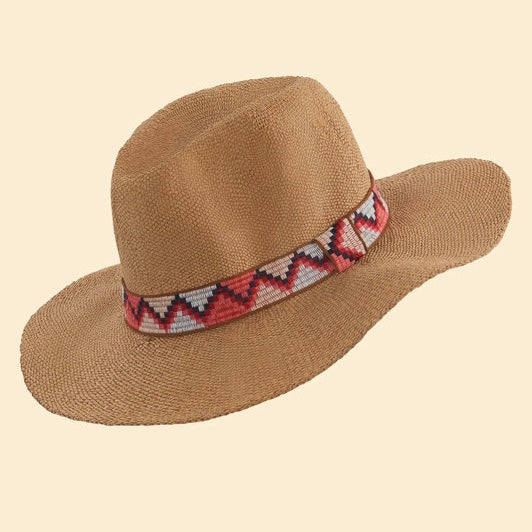 Natasha Hat Coral Zig Zag Band