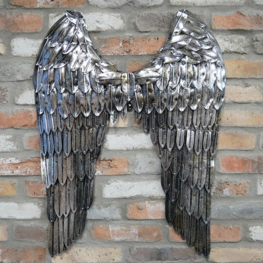 Silver Angel Wings Metal Wall Art Picture Plaque