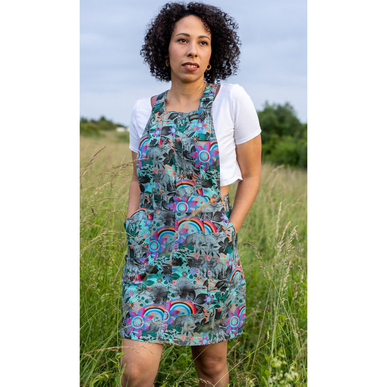 Jurassic Dinosaur Twill Pinafore Dress