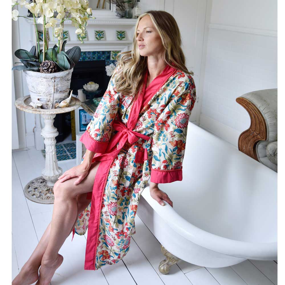 Cotton Bright Floral Dressing Gown