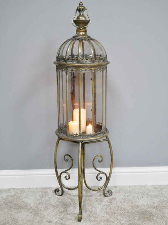 Large Brass Lantern On Stand