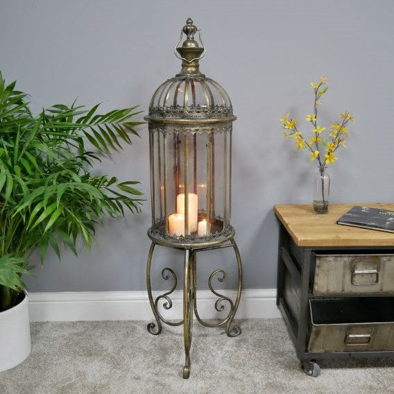 Large Brass Lantern On Stand