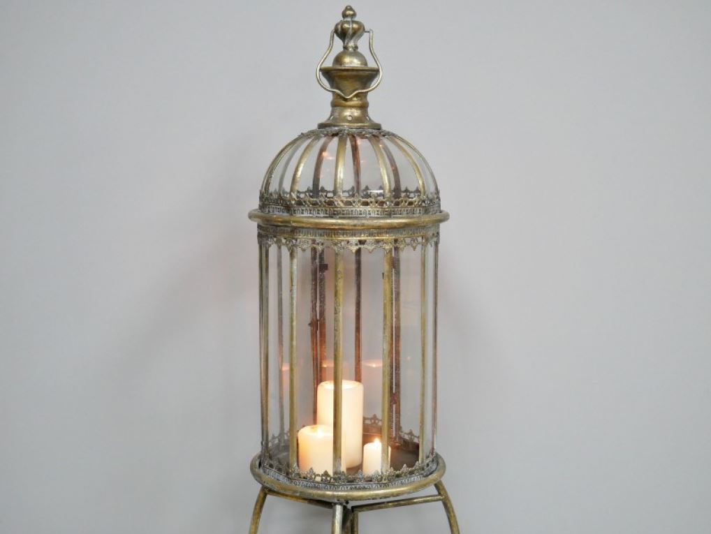 Large Brass Lantern On Stand