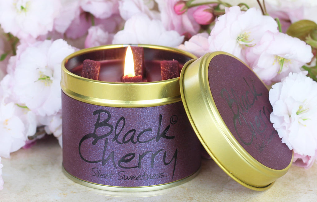 Lily-Flame Scented Tin Candle - Black Cherry