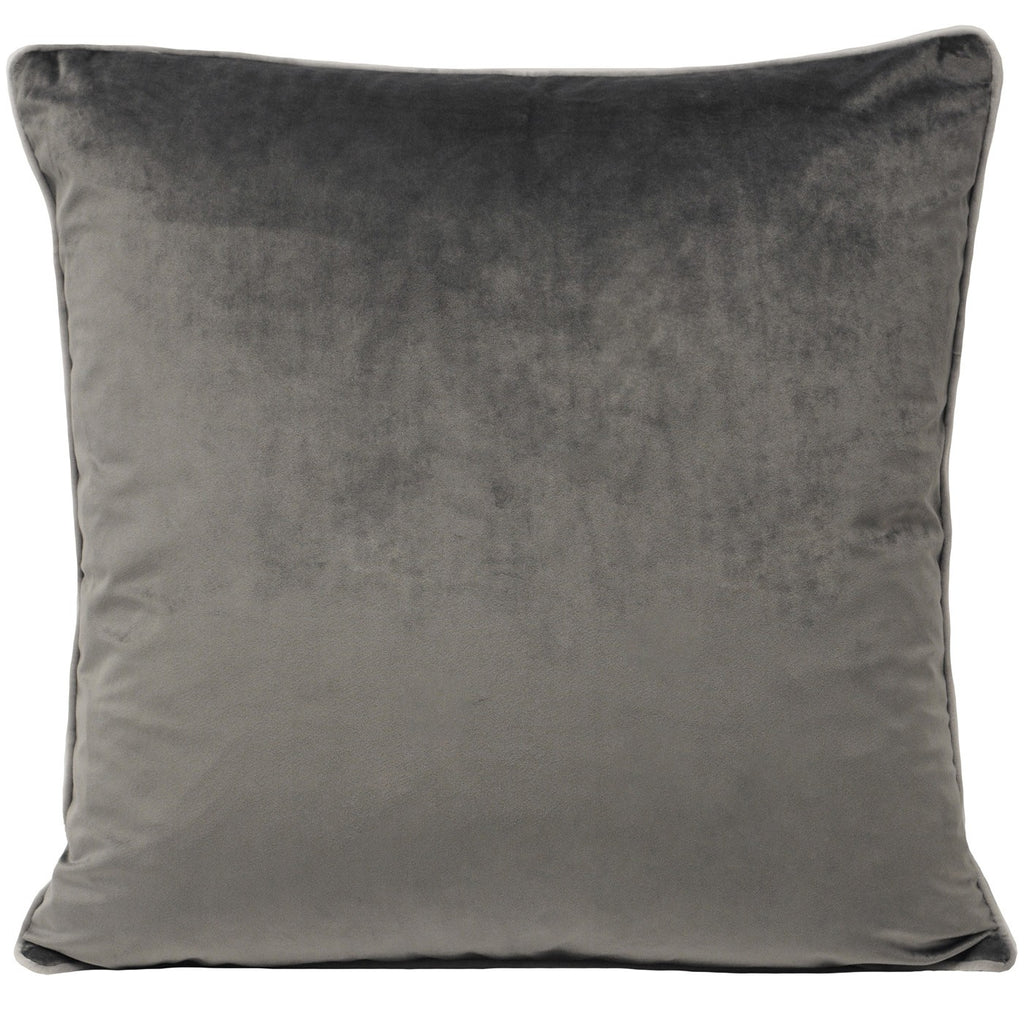 Meridian Velvet Cushion - Charcoal & Dove