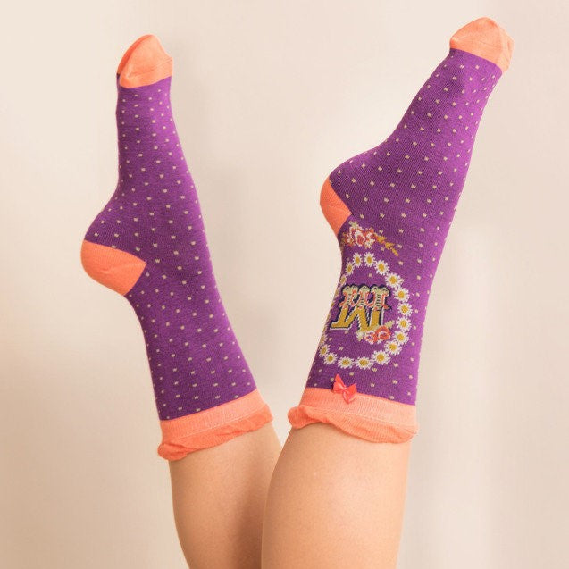 Powder Alphabet Ankle Socks - M