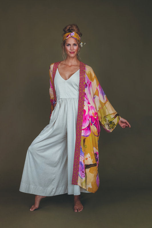 Mustard Orchid Kimono Gown