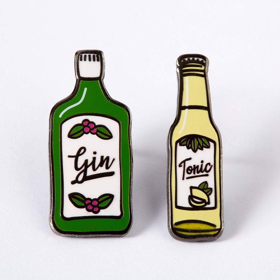 Punky Pins Enamel Pin Badge - Gin & Tonic Set