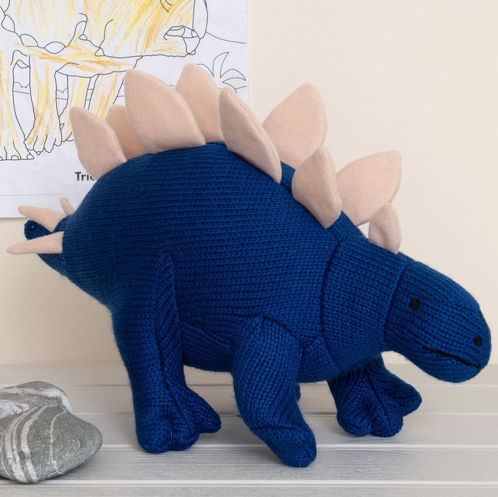 Spike Blue Stegosaurus Knitted Dinosaur Soft Toy
