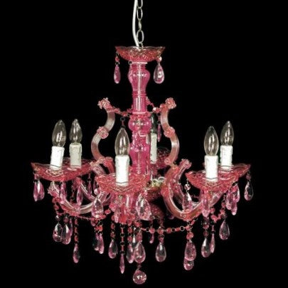 6 Arm Tickled Pink Chandelier